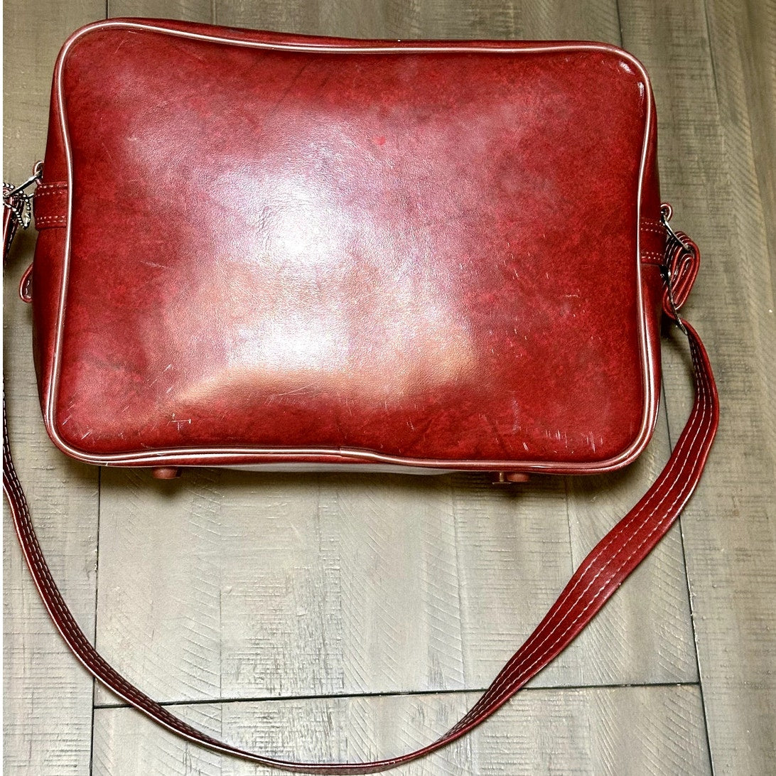 American Tourister Vintage Burgundy Leather Luggage Carry On