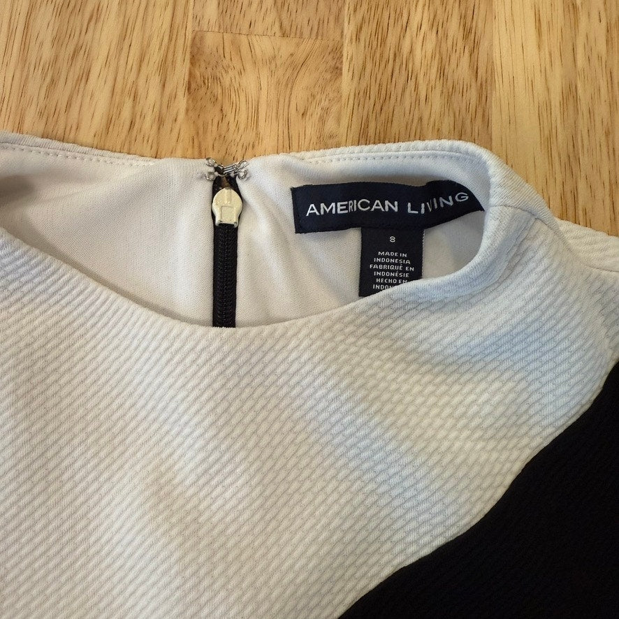 American Living Color Block Black White Sheath Shift Dress 8