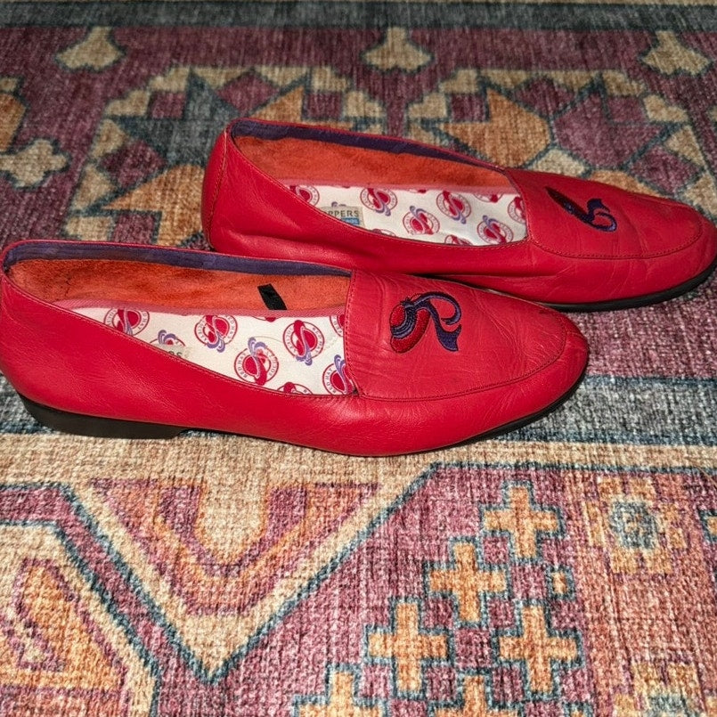 Red Hat Society Keds leather embroidered loafers sz 8.5