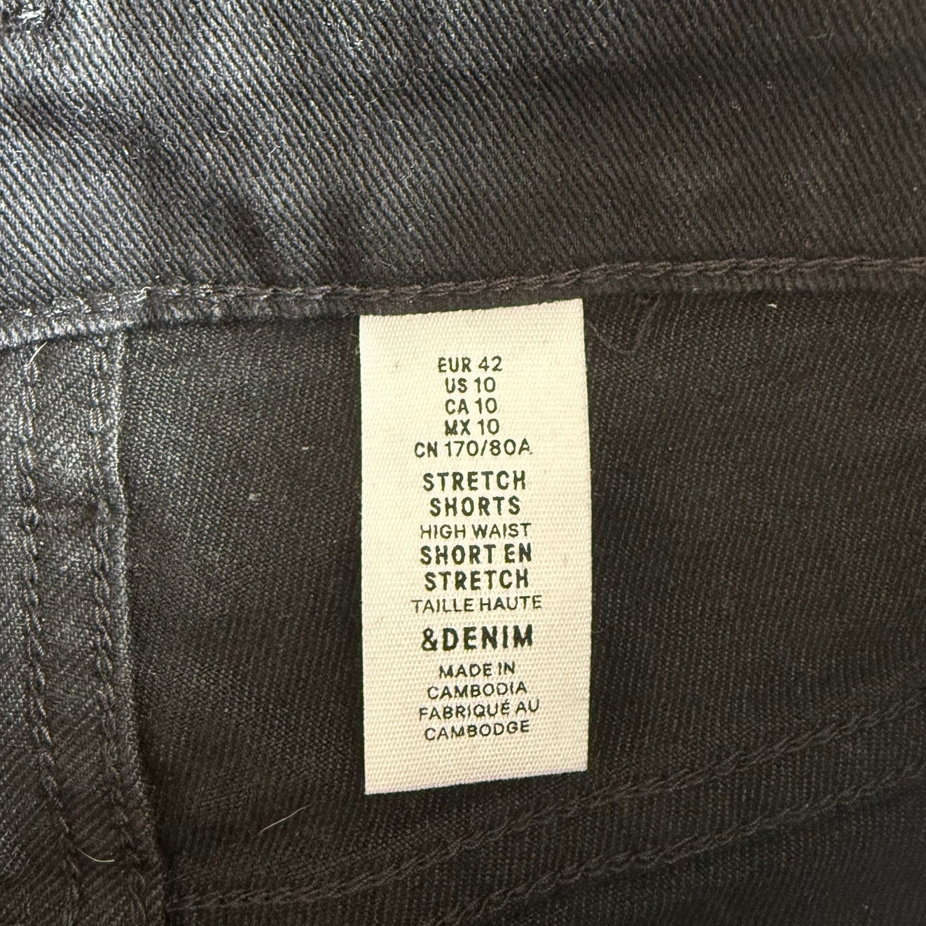 & Denim Size 10 Black Denim Short