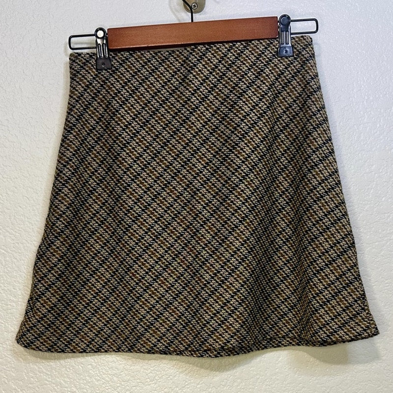 Free People Brown Plaid Mini Skirt Small