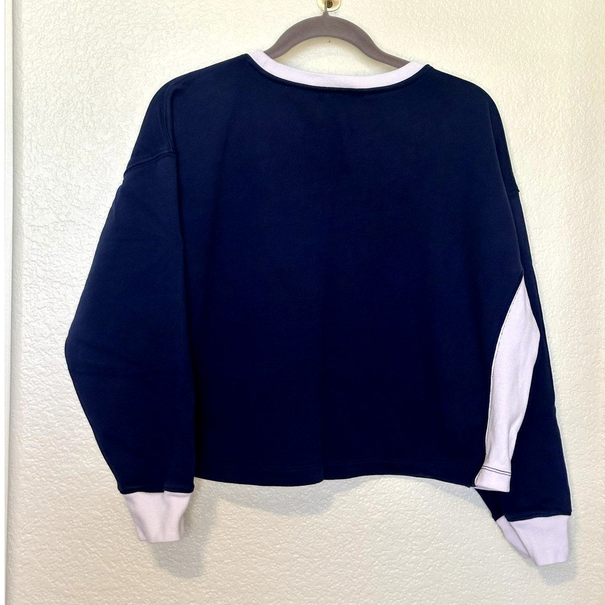 J Crew Blue University Terry Crop Boxy Sweatshirt sz M