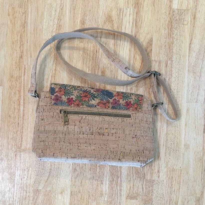 Natural Cork Shoulder Crossbody Bag Floral made in Portugal