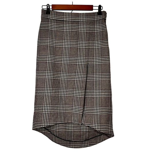 Zara Woman Gray Houndstooth High Low Skirt sz S