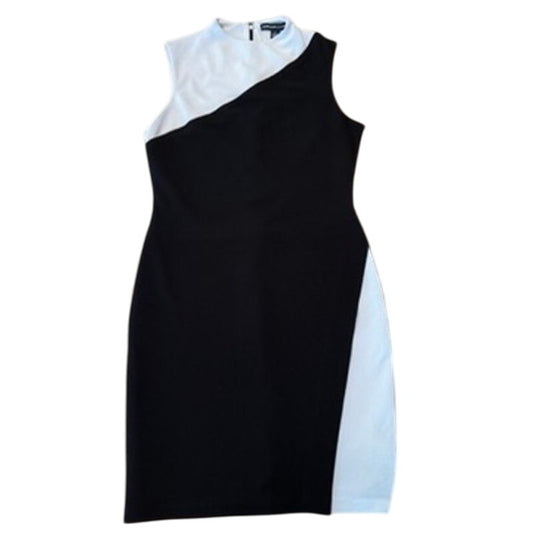 American Living Color Block Black White Sheath Shift Dress 8