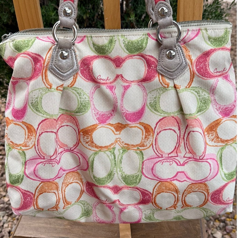 Coach Poppy Scribble Dream Signature C Multicolor Hobo Shoulder Bag Purse
