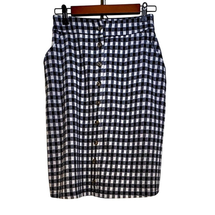 Downeast NWT Isabella Navy Gingham Skirt sz S