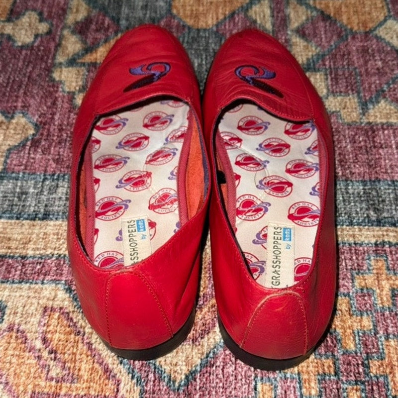 Red Hat Society Keds leather embroidered loafers sz 8.5