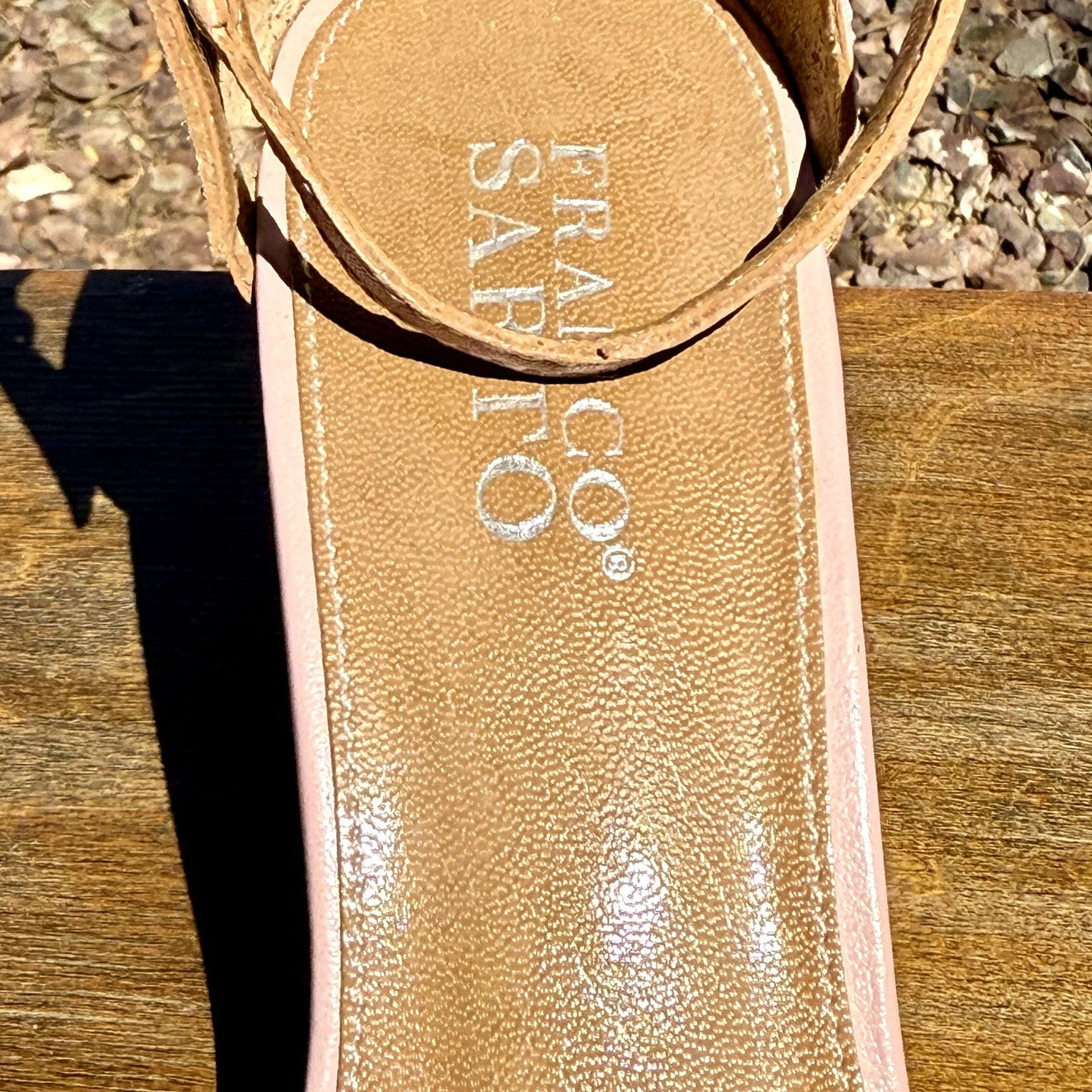 Franco Sarto Pink Bow Leather Wedge Ankle Strap sz 7 Brazil