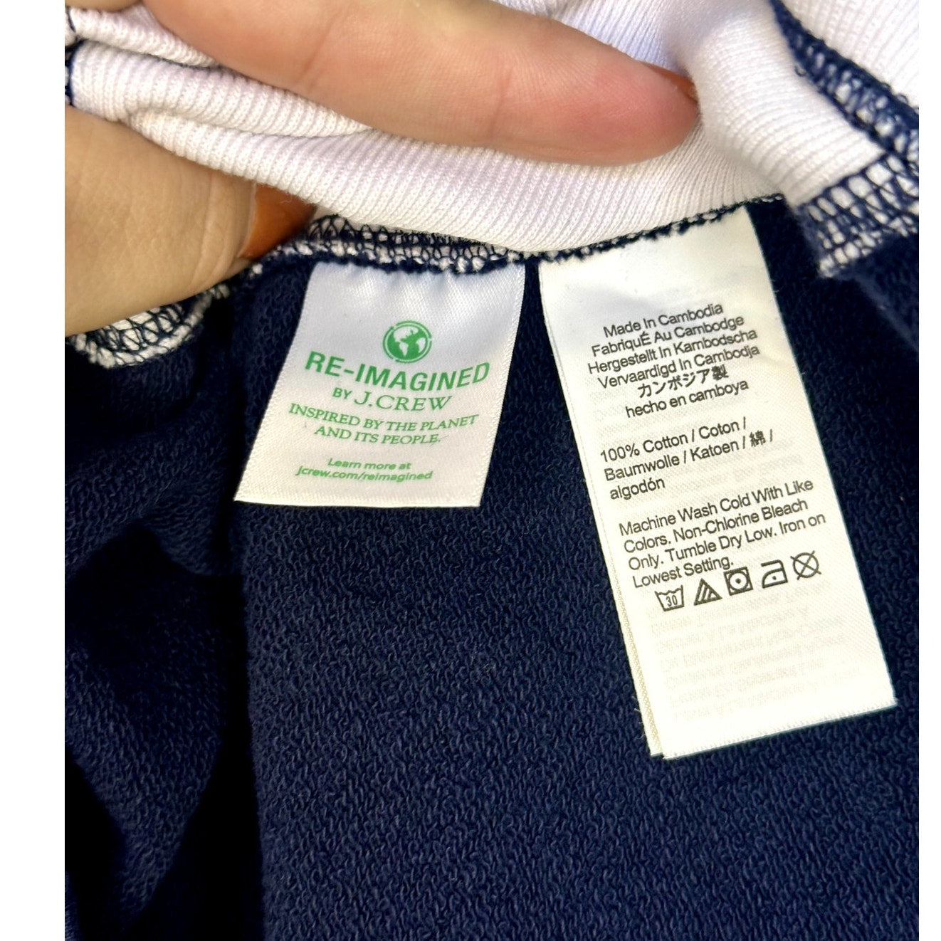 J Crew Blue University Terry Crop Boxy Sweatshirt sz M