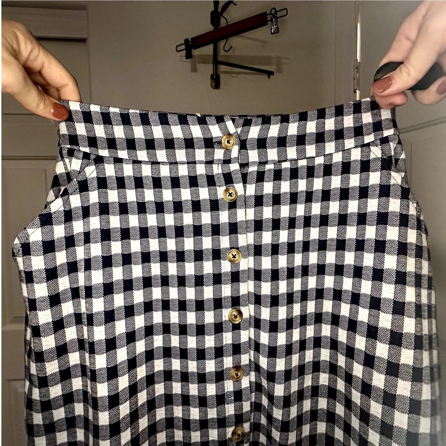 Downeast NWT Isabella Navy Gingham Skirt sz S