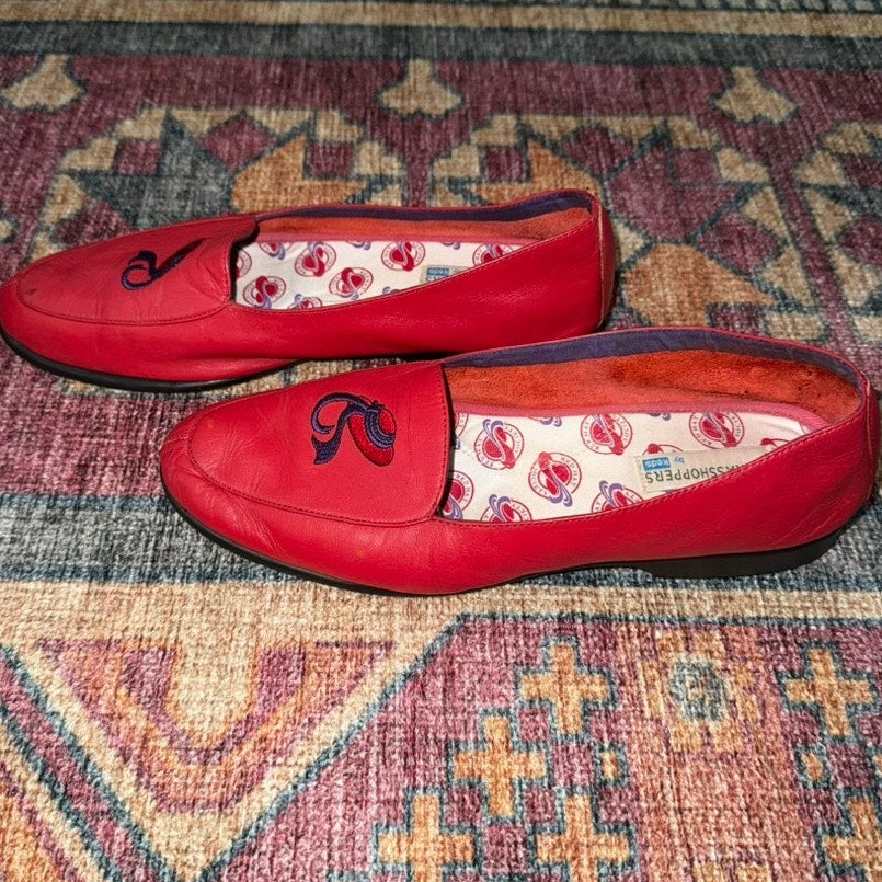 Red Hat Society Keds leather embroidered loafers sz 8.5