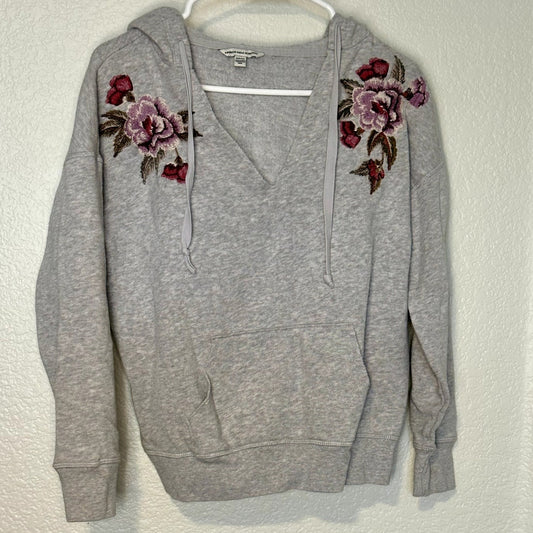 American Eagle Cropped Embroidered Hoodie sz sm