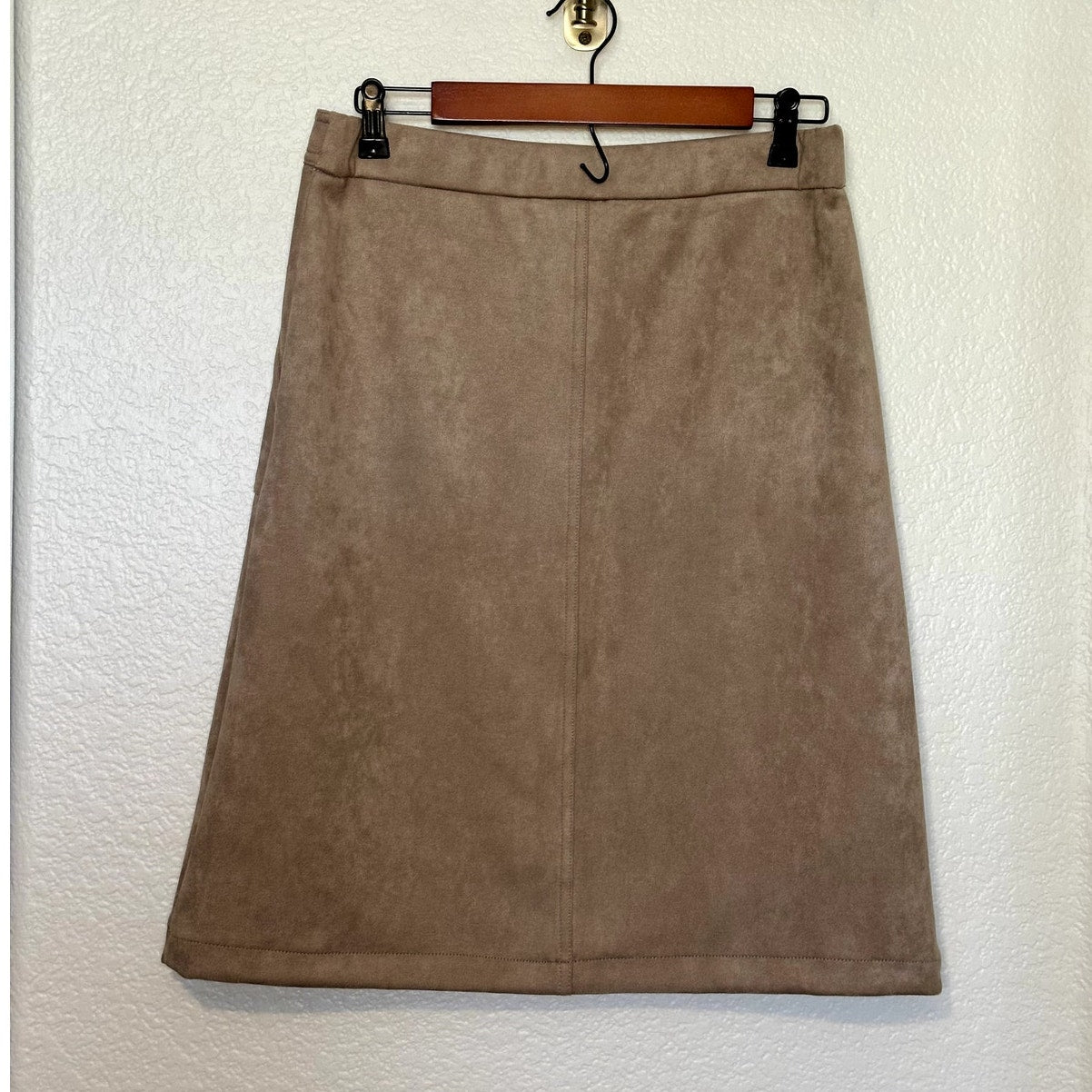 Tahari Vegan Suede Leather Midi Pencil Skirt Button