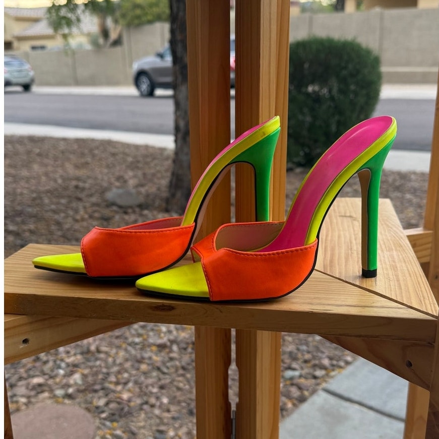 Color Block Neon Mule Stileto Heels size 35 (5)