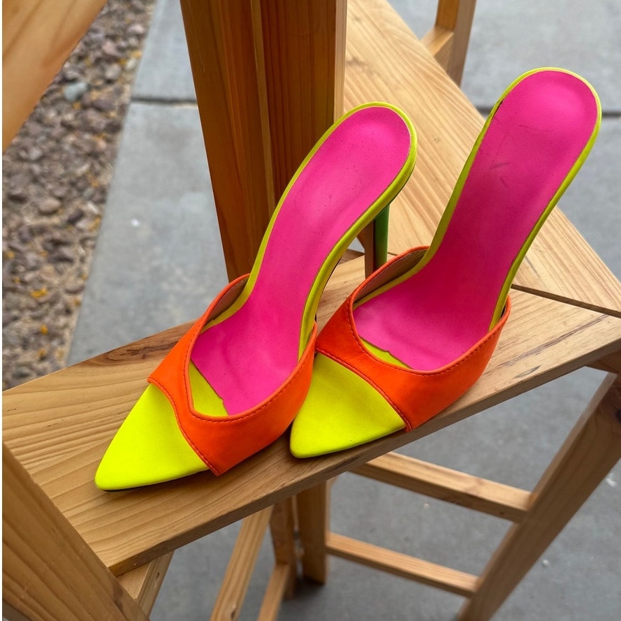Color Block Neon Mule Stileto Heels size 35 (5)