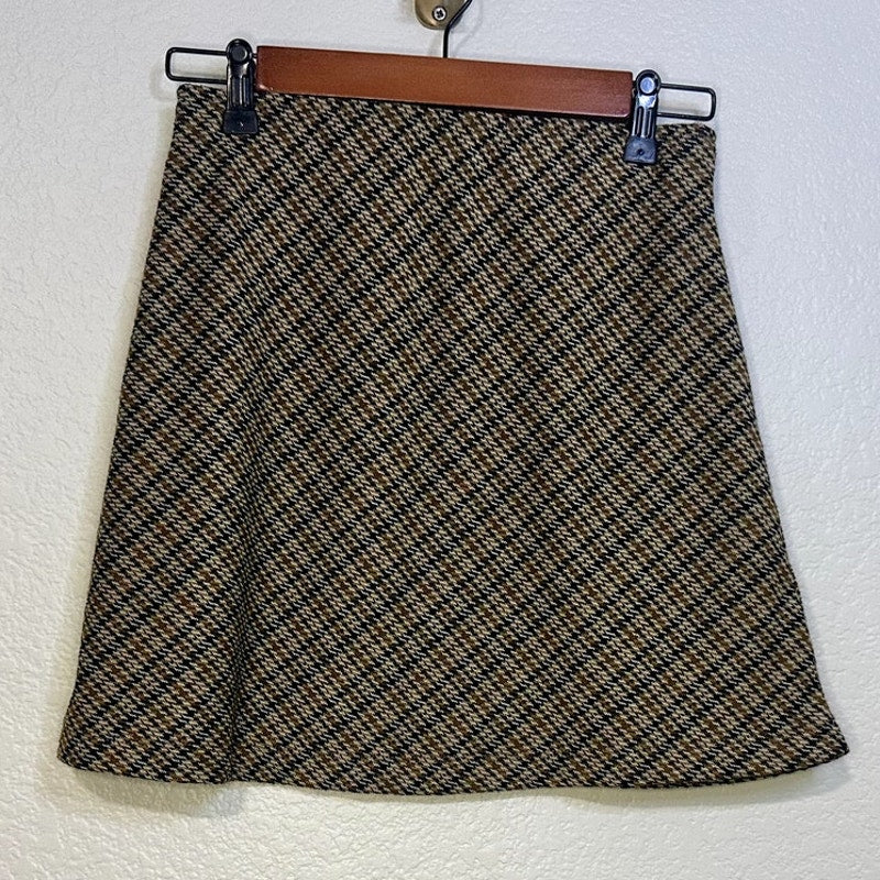 Free People Brown Plaid Mini Skirt Small