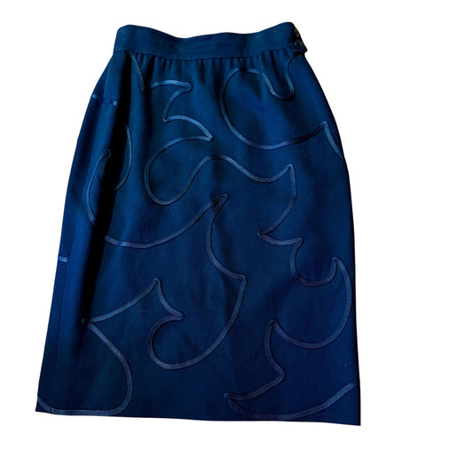 Escada By Magaretha Ley Size 34 100% Wool side close embellished Skirt